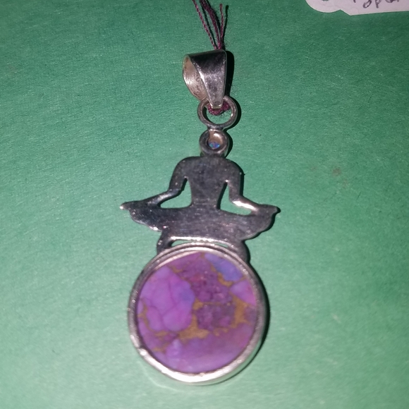 New Sterling silver Purple  Turquoise  Yoga Goddess pendant - Picture 2 of 5